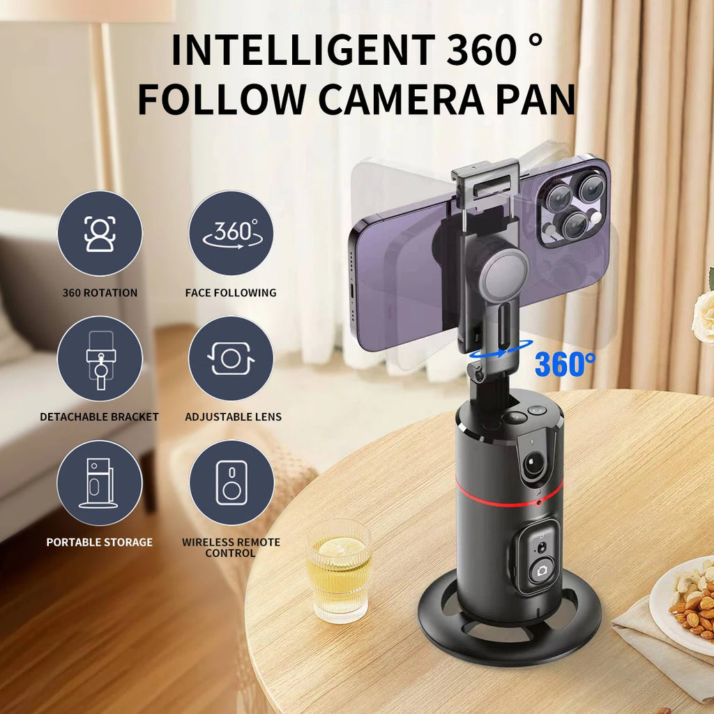 Selfieshow P02 Gimbal 360 Rotation AI Automatic Tracking Shooting Stabilizer Detachable Phone Clip Mini Selfie Stick PhoneHolder