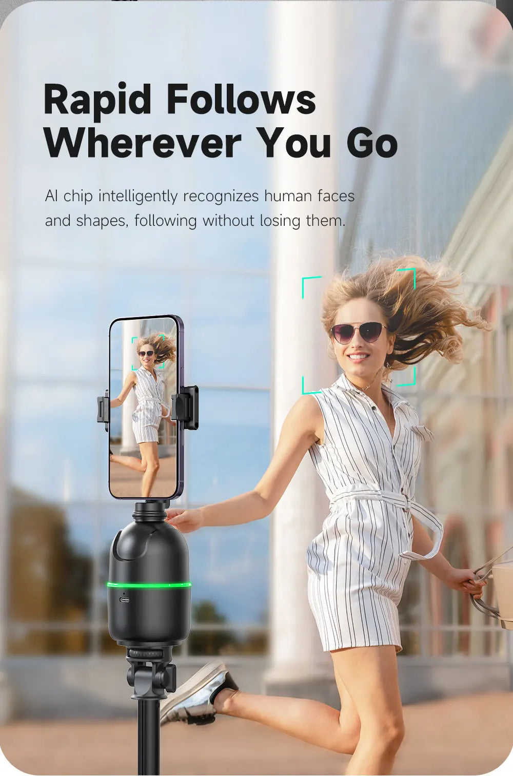 Selfieshow P03 Gimbal Stabilizer 360 Rotation Follow Focus Auto Face Tracking Tripod Desktop Cell Phone Holder for Live/Photo