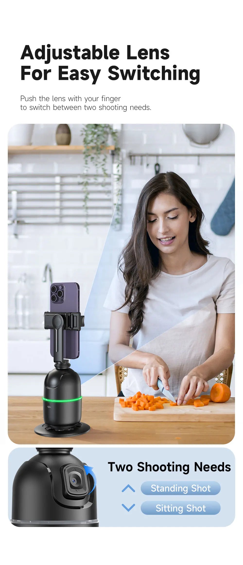 Selfieshow P03 Gimbal Stabilizer 360 Rotation Follow Focus Auto Face Tracking Tripod Desktop Cell Phone Holder for Live/Photo