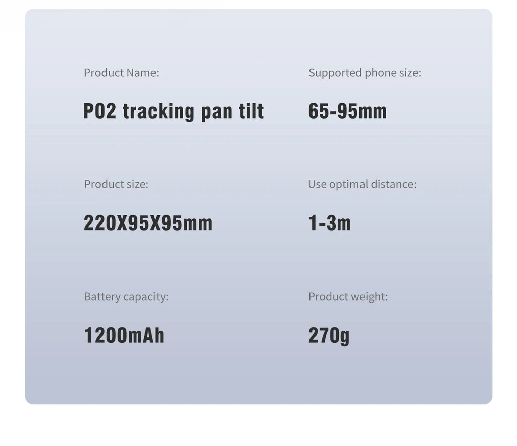 Selfieshow P02 Gimbal 360 Rotation AI Automatic Tracking Shooting Stabilizer Detachable Phone Clip Mini Selfie Stick PhoneHolder