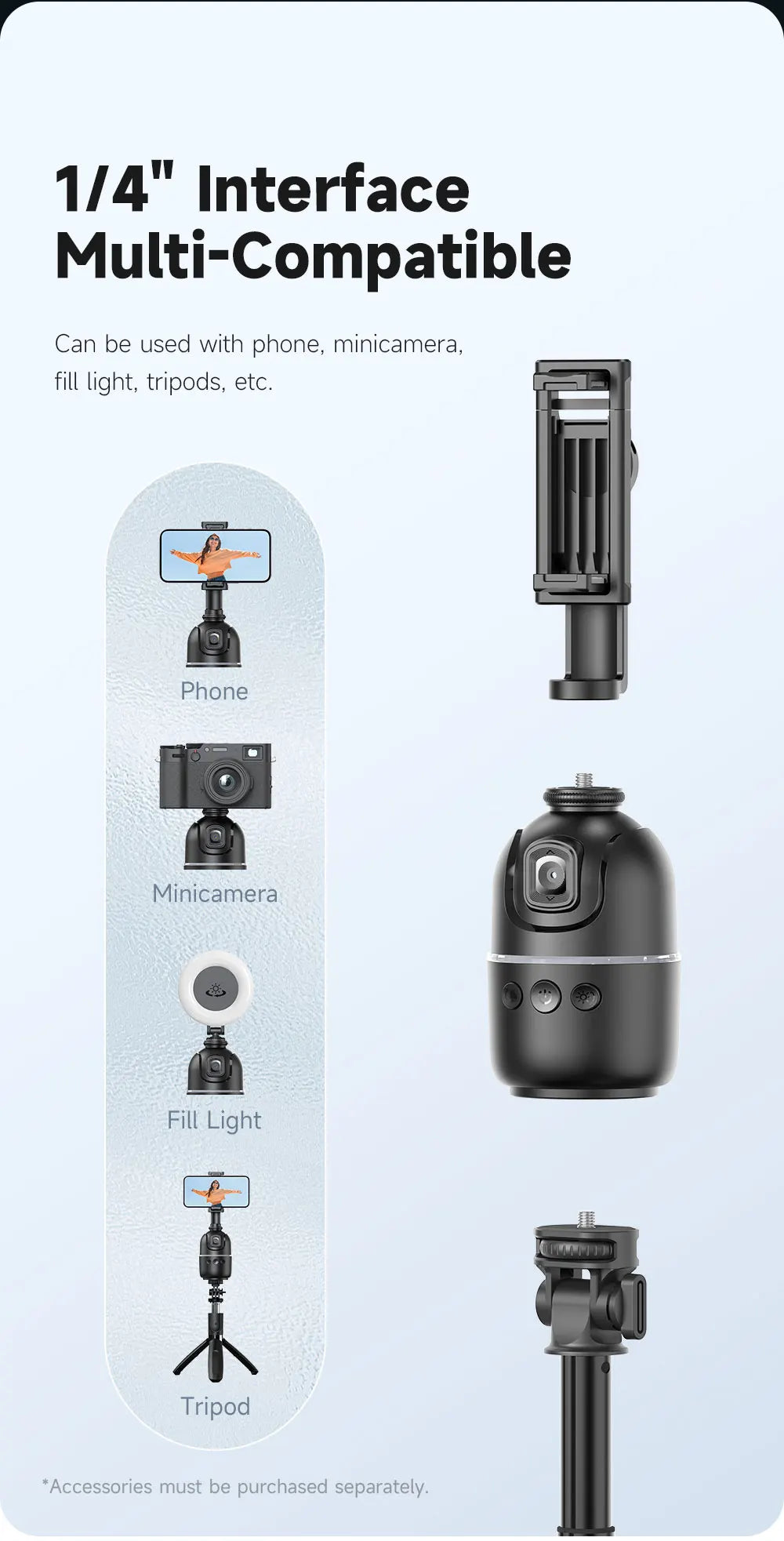 Selfieshow P03 Gimbal Stabilizer 360 Rotation Follow Focus Auto Face Tracking Tripod Desktop Cell Phone Holder for Live/Photo