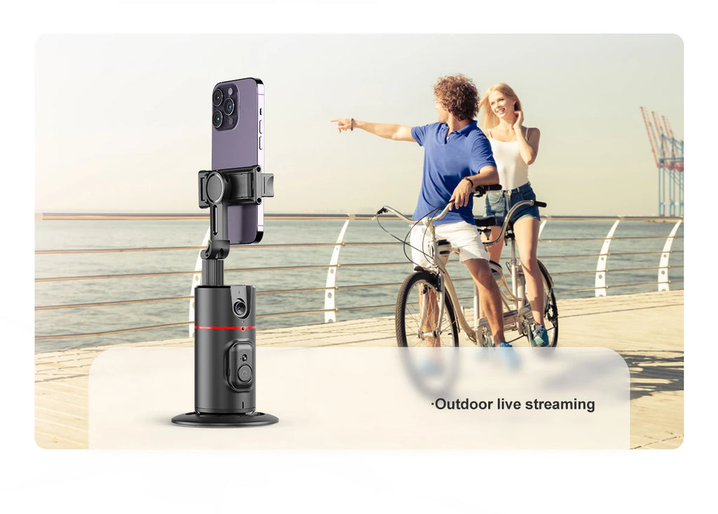 Selfieshow P02 Gimbal 360 Rotation AI Automatic Tracking Shooting Stabilizer Detachable Phone Clip Mini Selfie Stick PhoneHolder