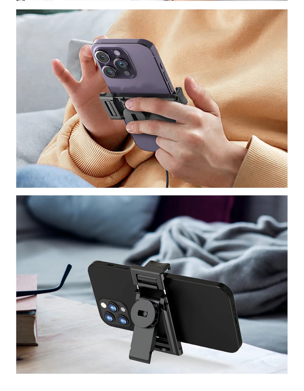Selfieshow P02 Gimbal 360 Rotation AI Automatic Tracking Shooting Stabilizer Detachable Phone Clip Mini Selfie Stick PhoneHolder