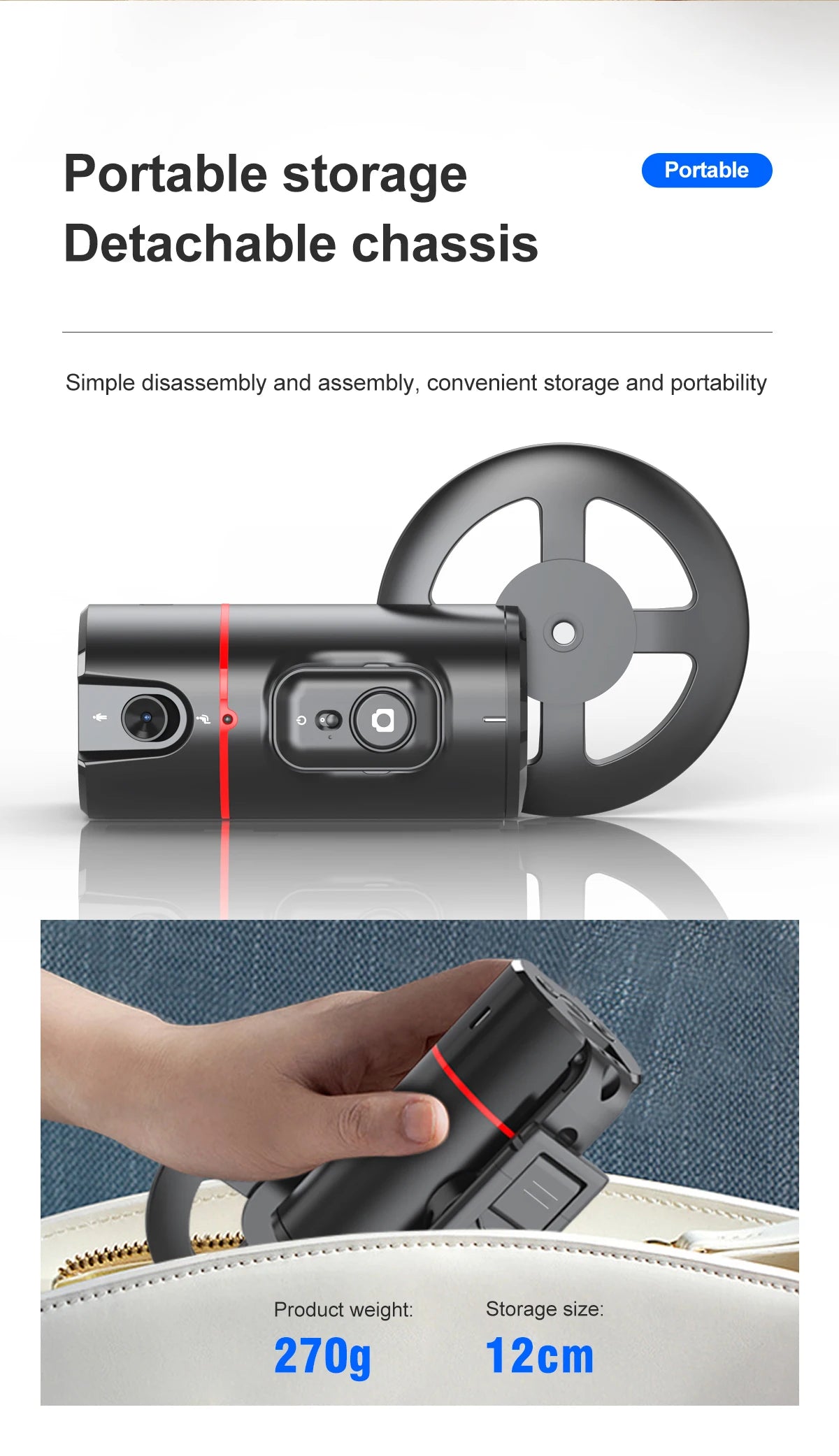 Selfieshow P02 Gimbal 360 Rotation AI Automatic Tracking Shooting Stabilizer Detachable Phone Clip Mini Selfie Stick PhoneHolder