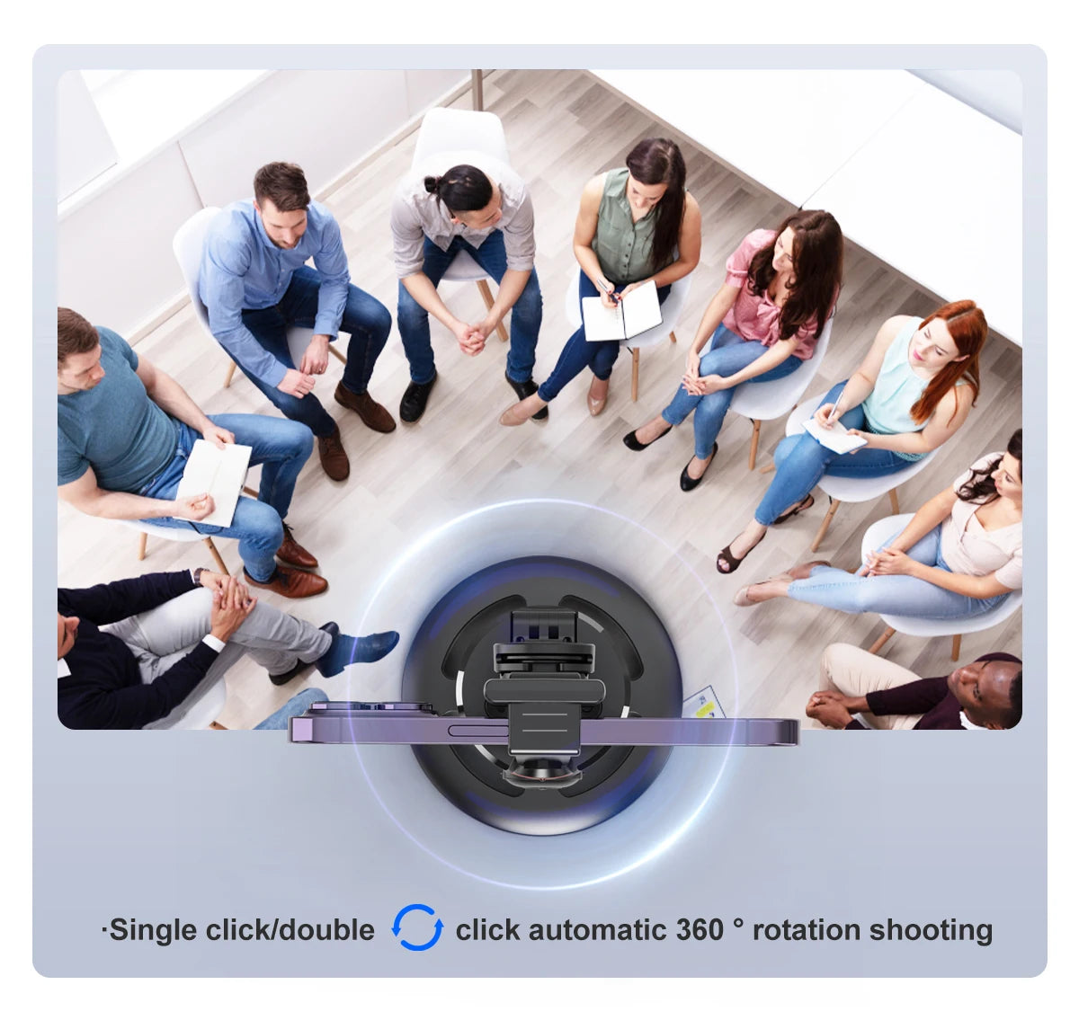 Selfieshow P02 Gimbal 360 Rotation AI Automatic Tracking Shooting Stabilizer Detachable Phone Clip Mini Selfie Stick PhoneHolder
