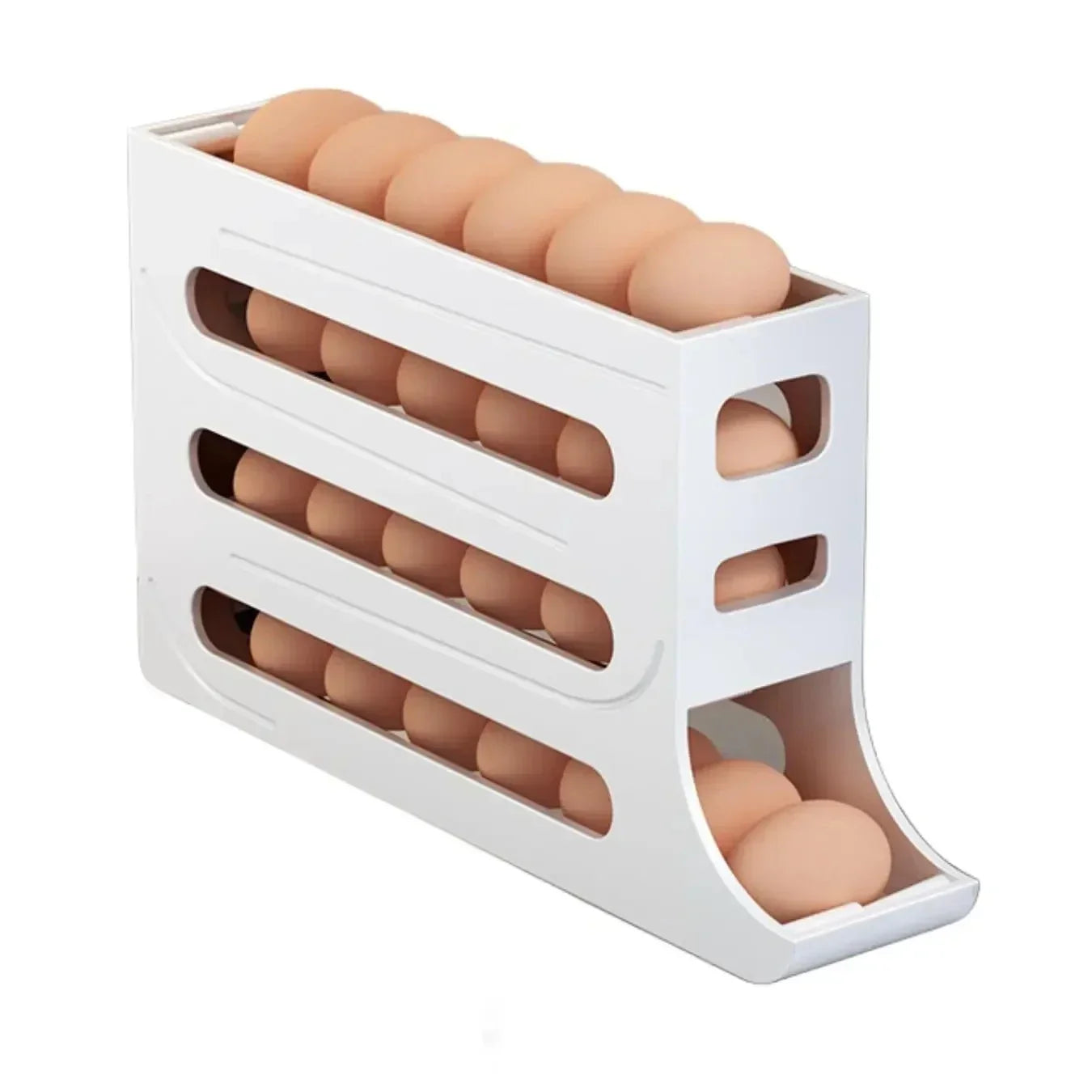Refrigerator Egg Storage Box 4 Layers Automatic Rolling Egg Holder Kitchen Refrigerator Egg Dispenser Fridge Organizer