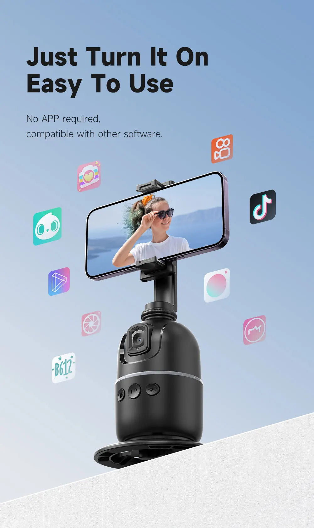 Selfieshow P03 Gimbal Stabilizer 360 Rotation Follow Focus Auto Face Tracking Tripod Desktop Cell Phone Holder for Live/Photo