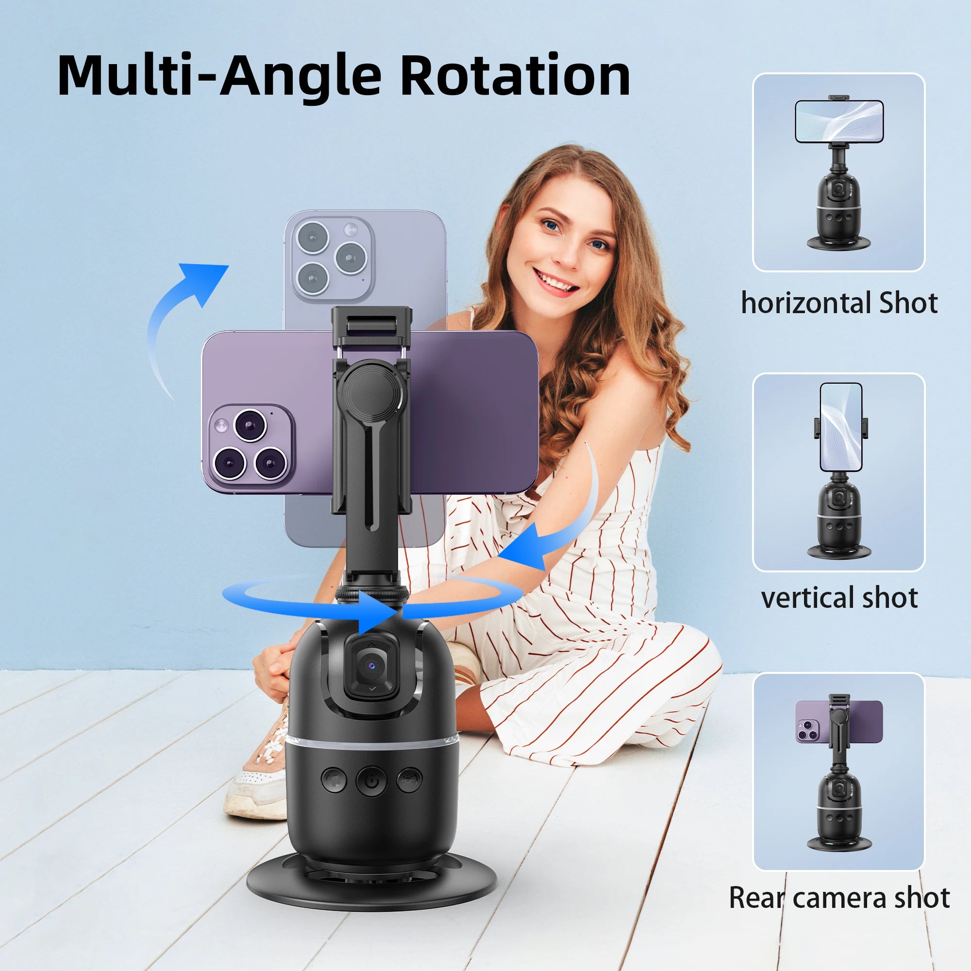 Selfieshow P03 Gimbal Stabilizer 360 Rotation Follow Focus Auto Face Tracking Tripod Desktop Cell Phone Holder for Live/Photo